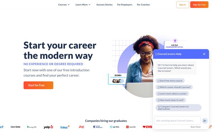 Screenshot of coursecareers.com