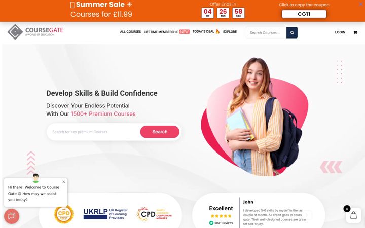 Screenshot of coursegate.co.uk