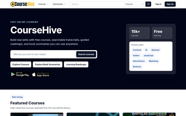 Screenshot of coursehive.io