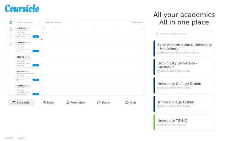 Screenshot of coursicle.com