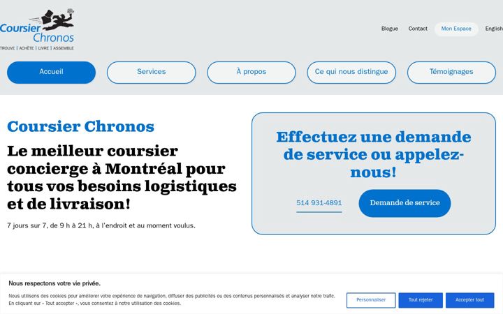 Screenshot of coursierchronos.com
