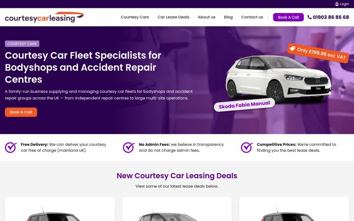 Screenshot of courtesycarleasing.co.uk