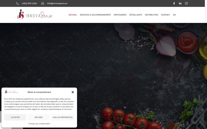 Screenshot of courtierinnovasens.ca