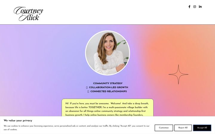 Screenshot of courtneyklick.com