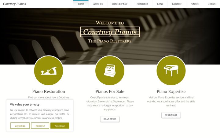 Screenshot of courtneypianos.co.uk