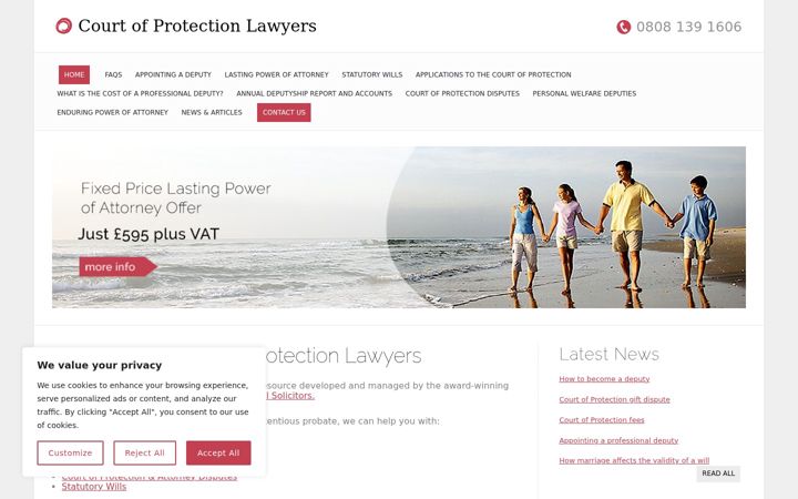Snímek obrazovky courtofprotectionlawyers.co.uk