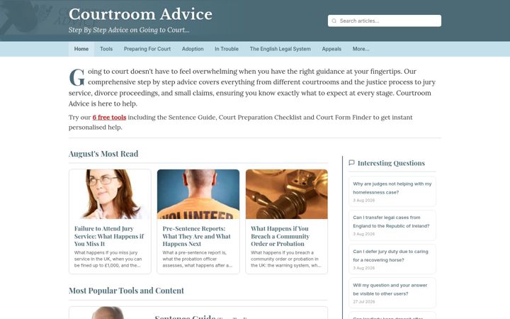 Screenshot of courtroomadvice.co.uk
