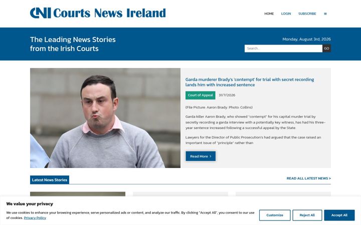 Screenshot of courtsnewsireland.ie