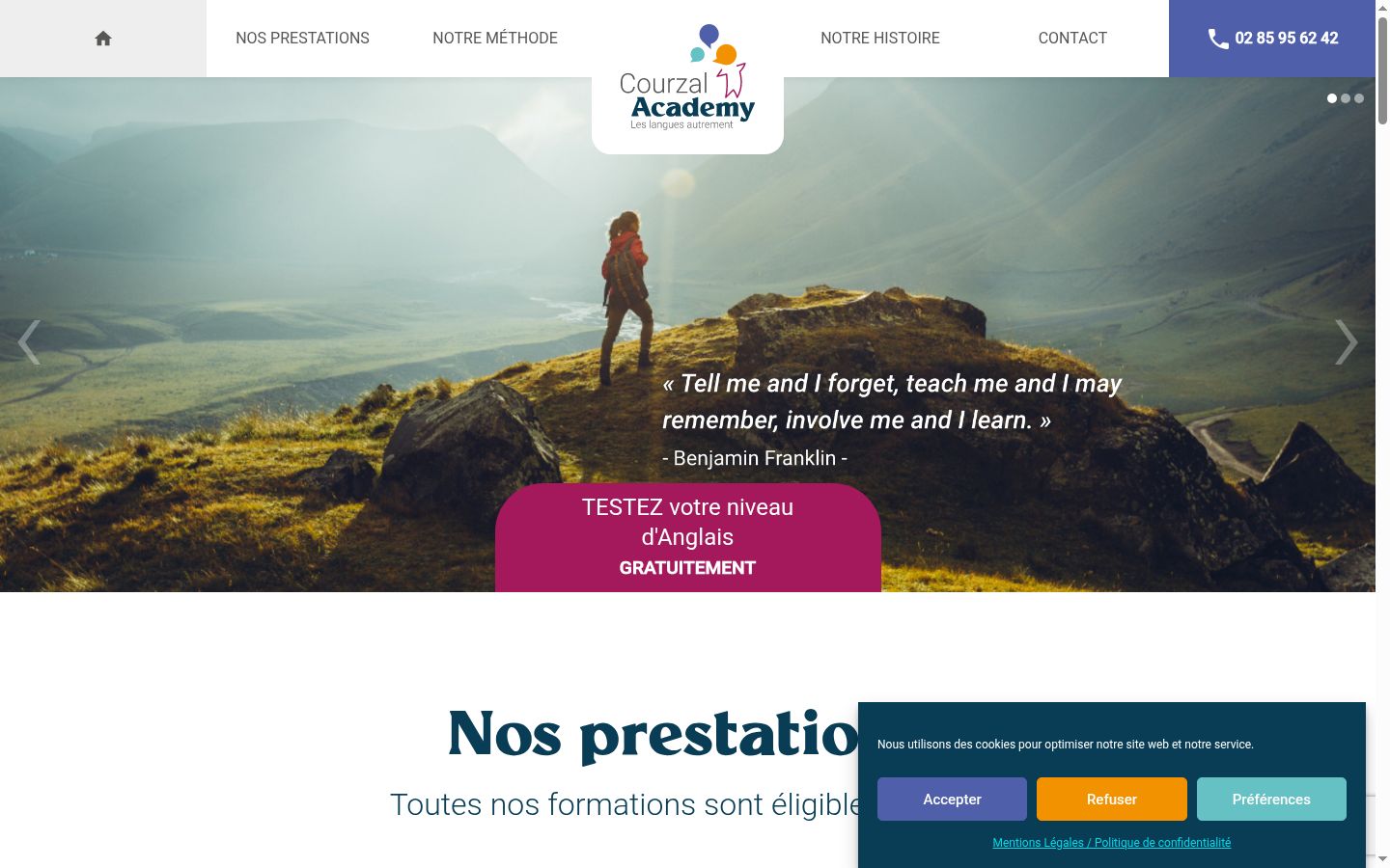 Screenshot del banner di consenso mostrato prima di qualsiasi interazione