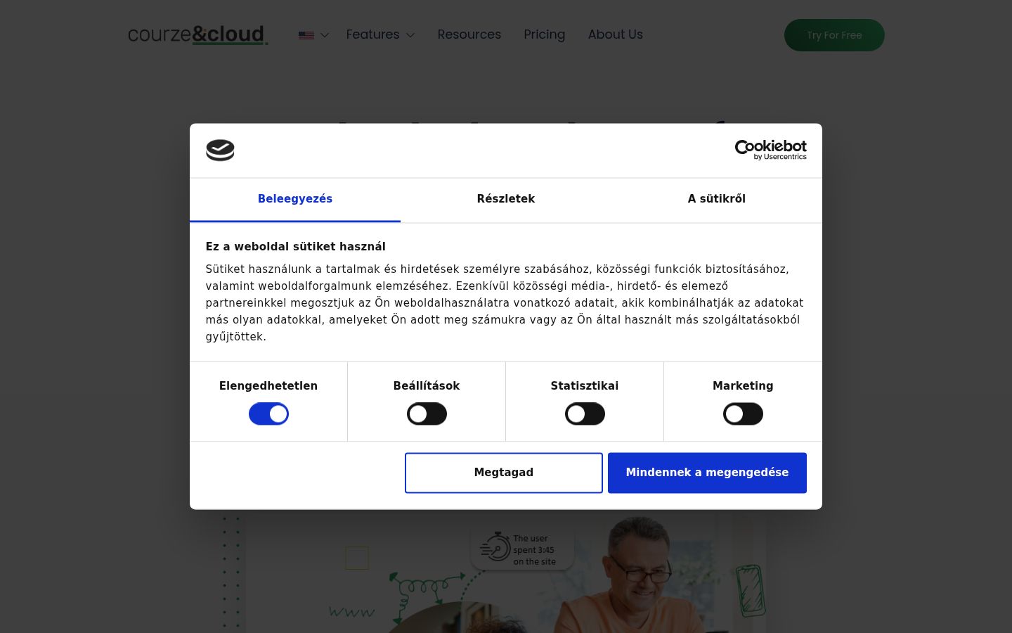 Screenshot del banner di consenso mostrato prima di qualsiasi interazione