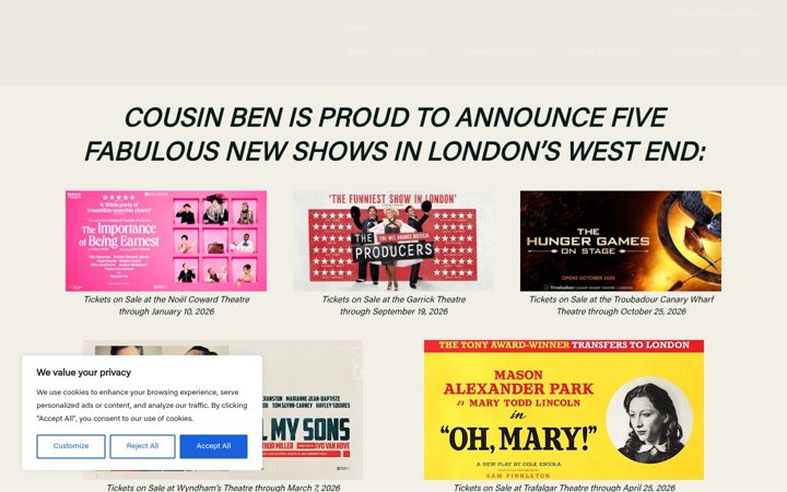 Screenshot of cousinbenproductions.com