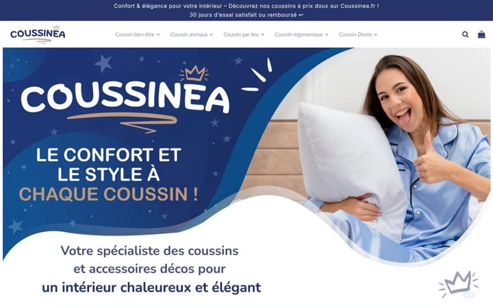Screenshot of coussinea.fr