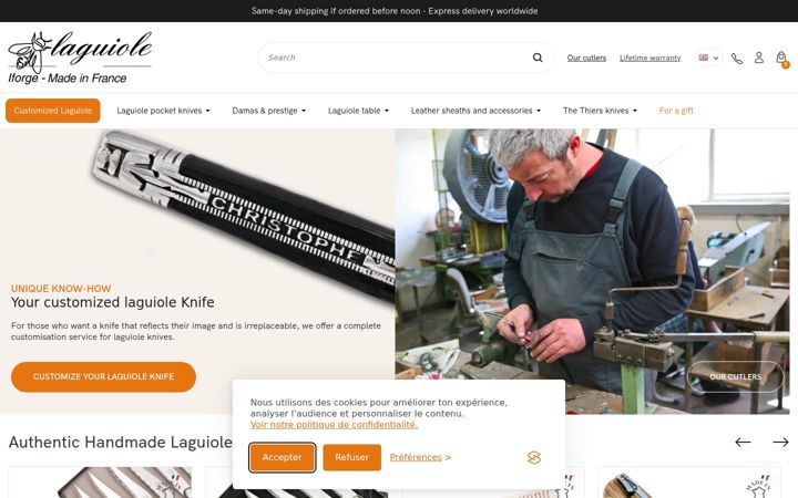 Screenshot of couteau-laguiole.com