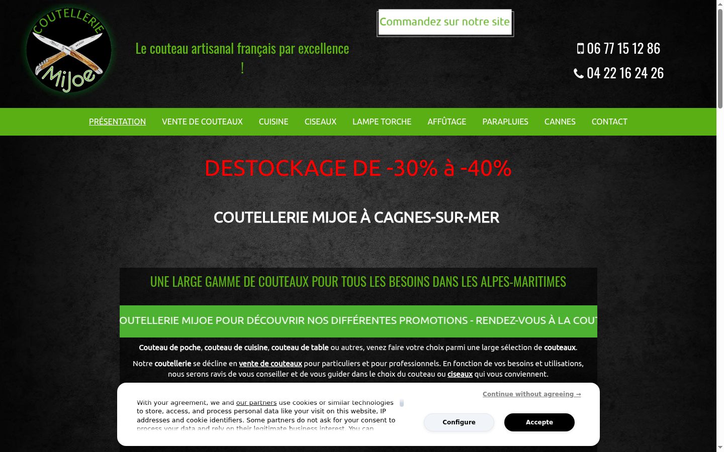 Screenshot del banner di consenso mostrato prima di qualsiasi interazione