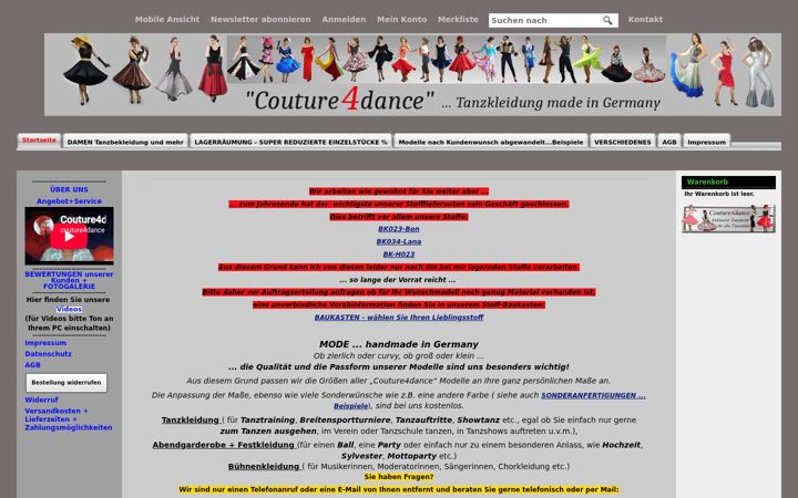 Екранна снимка на couture4dance.eu