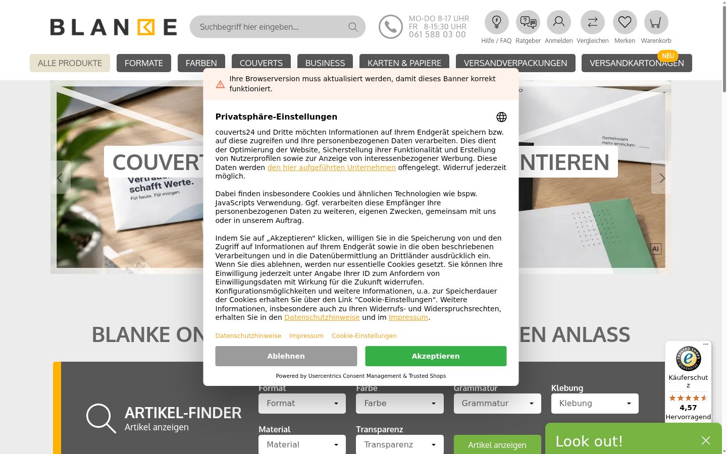 Captură de ecran a bannerului de consimțământ afișat înainte de orice interacțiune