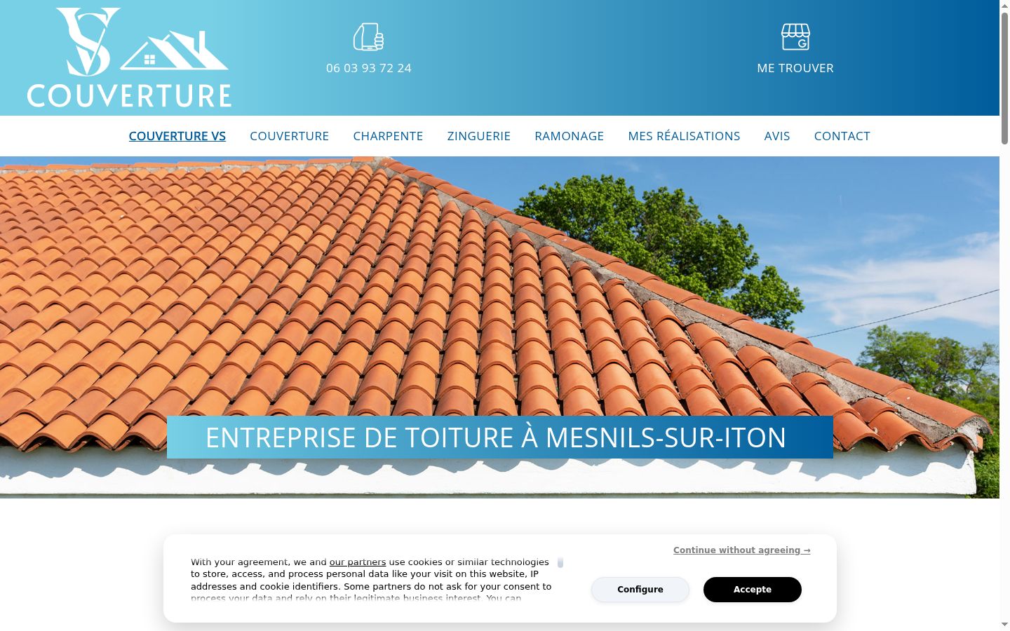 Screenshot of the consent banner shown before any interaction