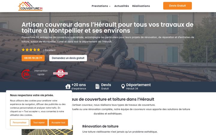 Screenshot of couverture34.fr