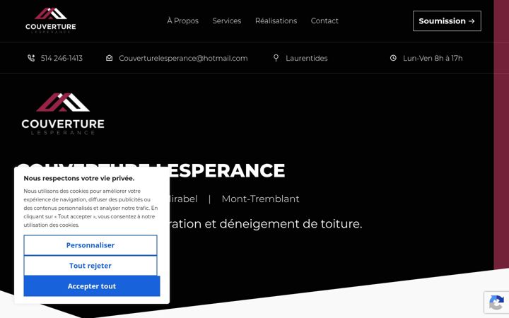 Screenshot of couverturelesperance.ca
