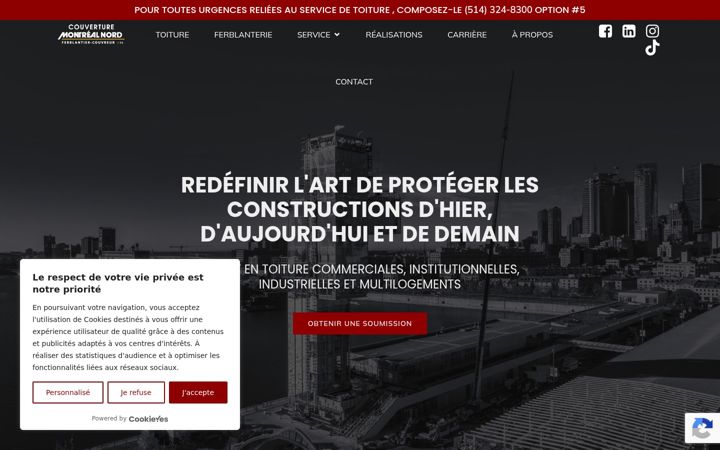 Screenshot of couverturemontrealnord.com