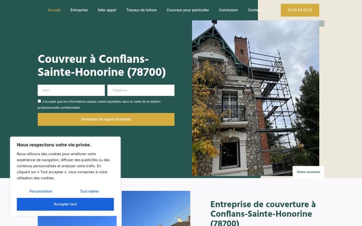 Ekrānuzņēmums no couvreur-conflans-saint-honorine.fr
