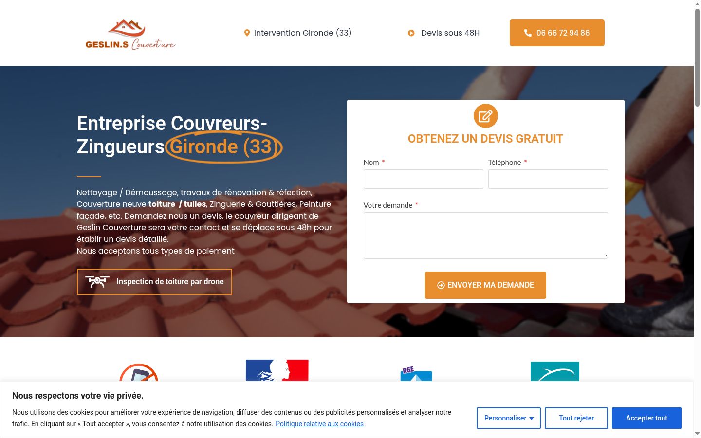 Screenshot del banner di consenso mostrato prima di qualsiasi interazione