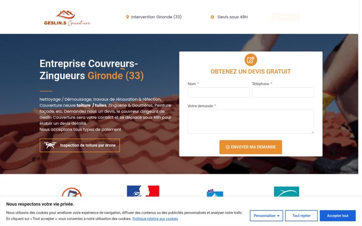 Screenshot of couvreur-geslin-33.fr