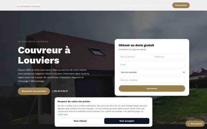 Captură de ecran a couvreur-louviers.fr