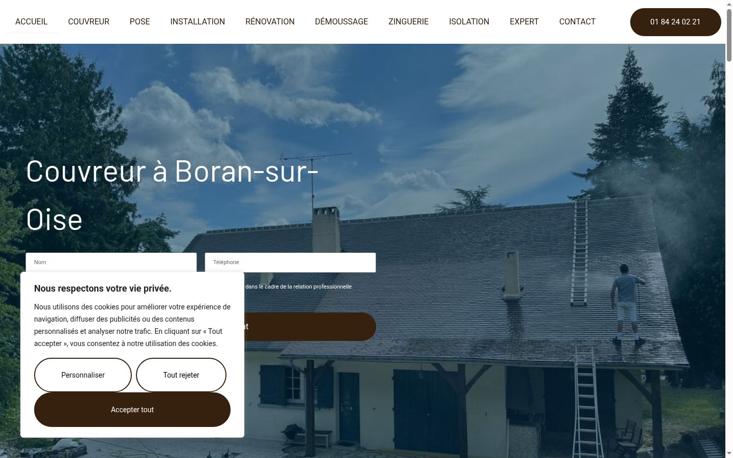 Capture d'écran de la bannière de consentement affichée avant toute interaction