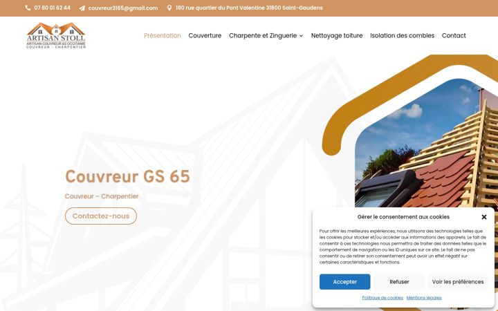 Screenshot of couvreurgs65.fr