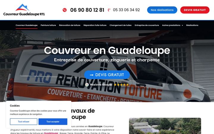 Screenshot of couvreurguadeloupe.fr