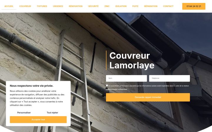 Screenshot of couvreurlamorlaye.fr