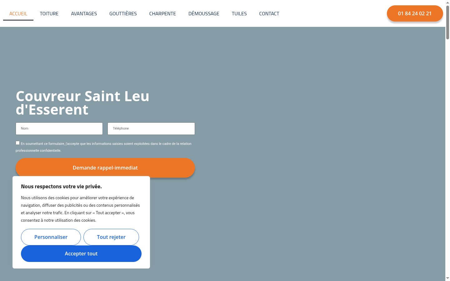 Screenshot del banner di consenso mostrato prima di qualsiasi interazione