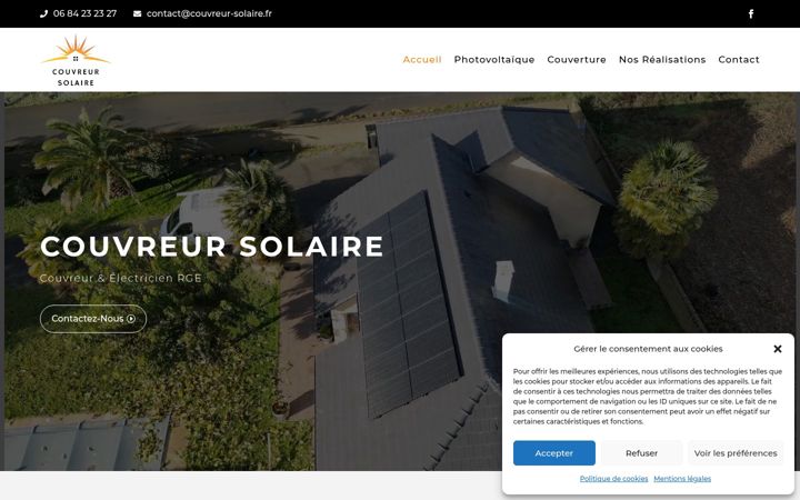 Snimka zaslona za couvreursolaire.fr