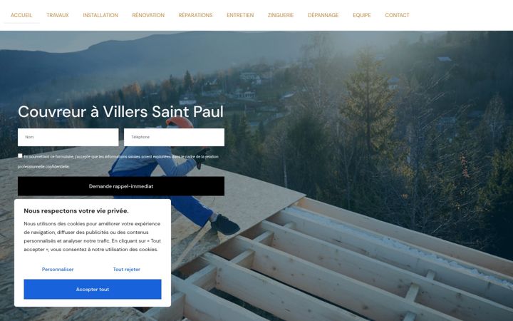 Screenshot of couvreurvillerssaintpaul.fr
