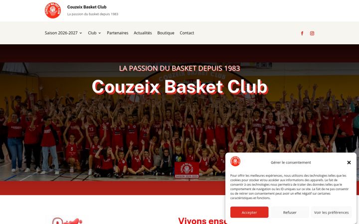Posnetek zaslona couzeix-basket-club.org