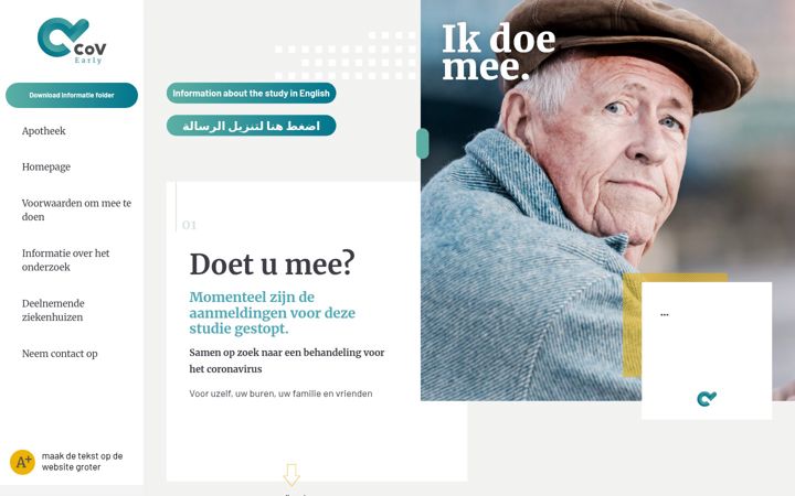 Screenshot of cov-early.nl