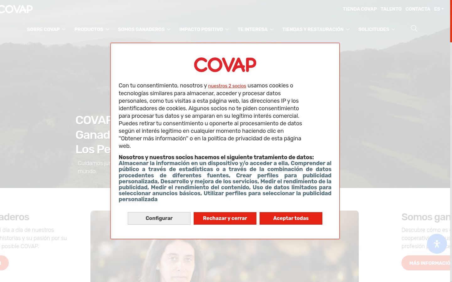 Sutikimo reklamjuostės, rodytos prieš bet kokią sąveiką, ekrano kopija