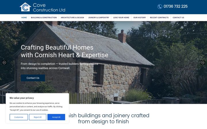 Screenshot of coveconstructionlimited.co.uk