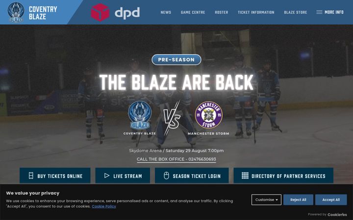 Screenshot von coventryblaze.co.uk