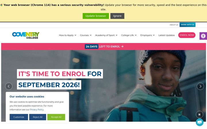 Screenshot of coventrycollege.ac.uk