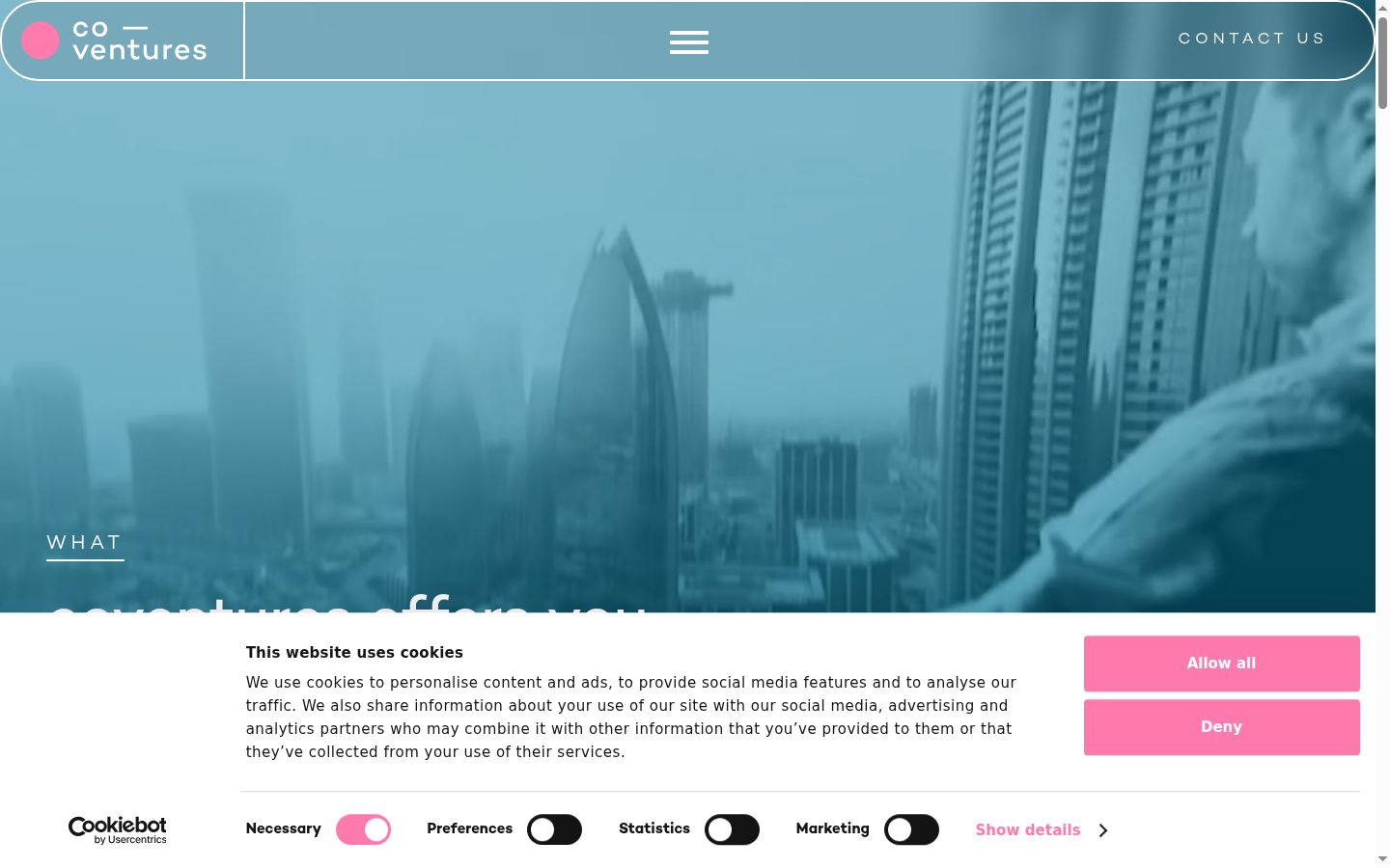 Screenshot of the consent banner shown before any interaction