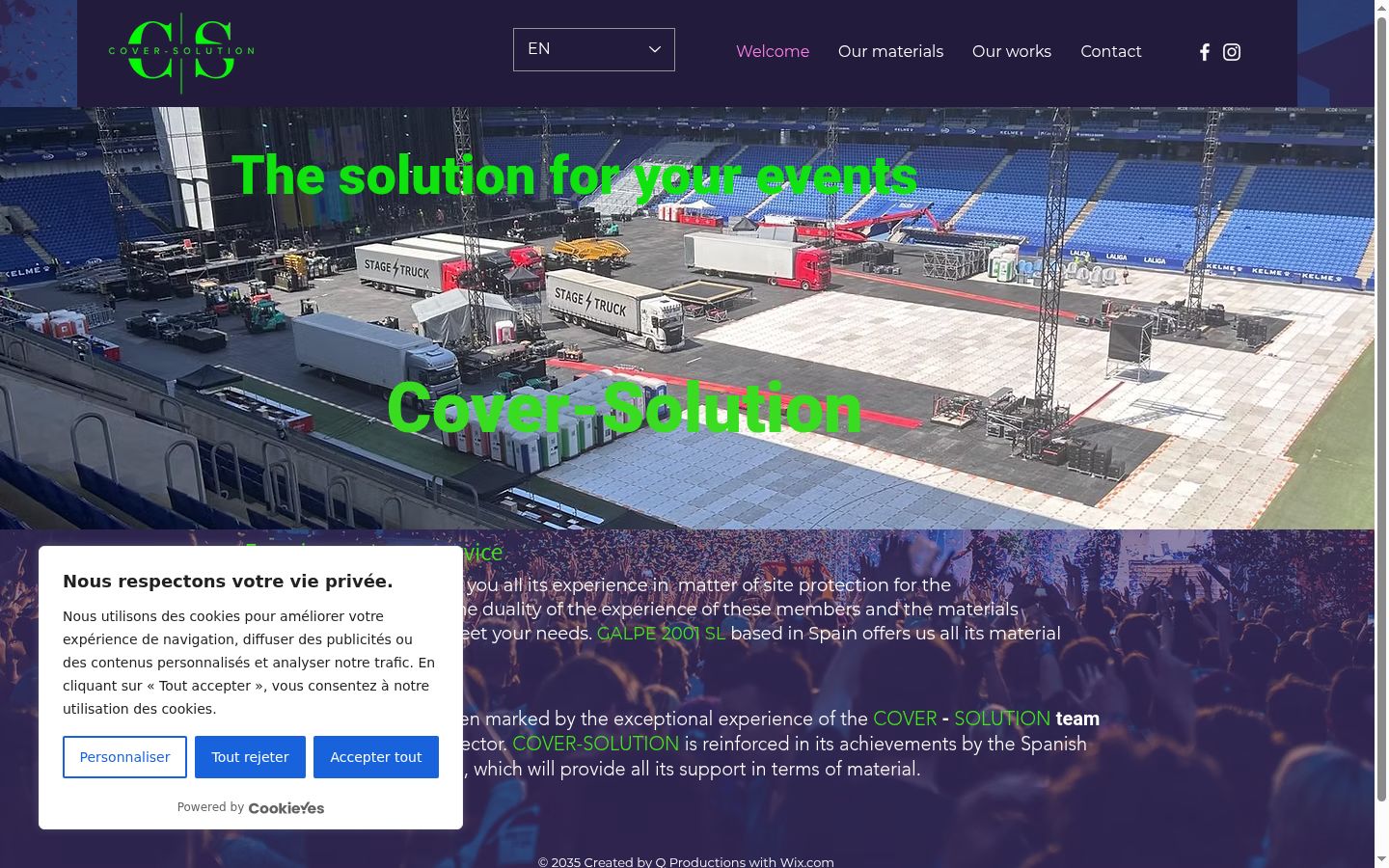 Captura de ecrã do banner de consentimento apresentado antes de qualquer interação