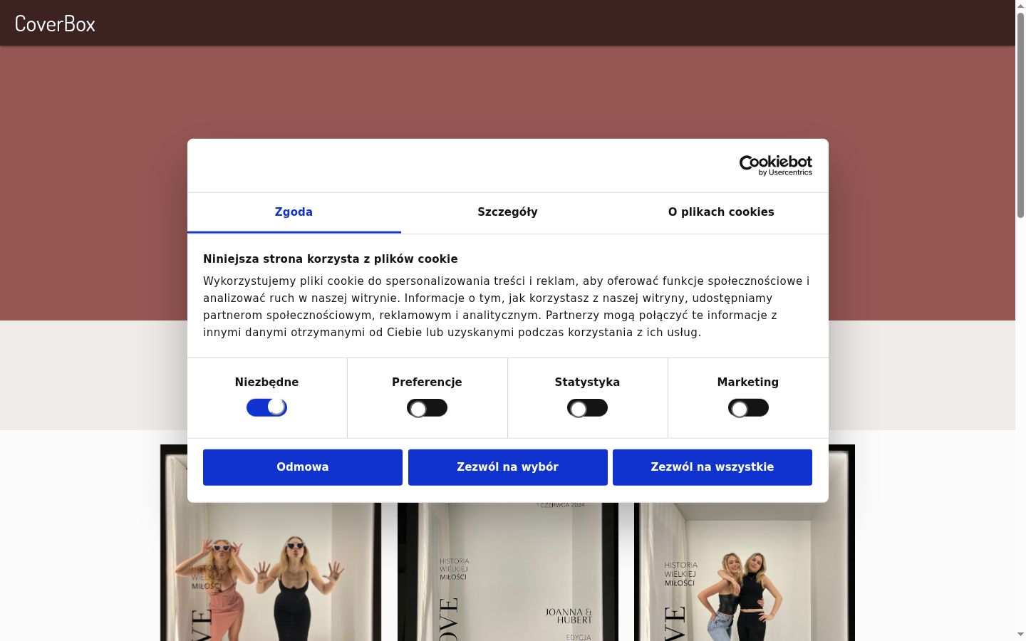 Snímek obrazovky baneru souhlasu zobrazeného před jakoukoli interakcí