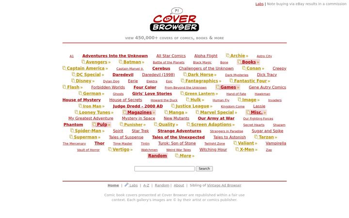 Screenshot of coverbrowser.com
