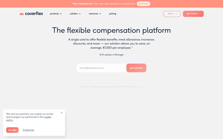 Screenshot of coverflex.com
