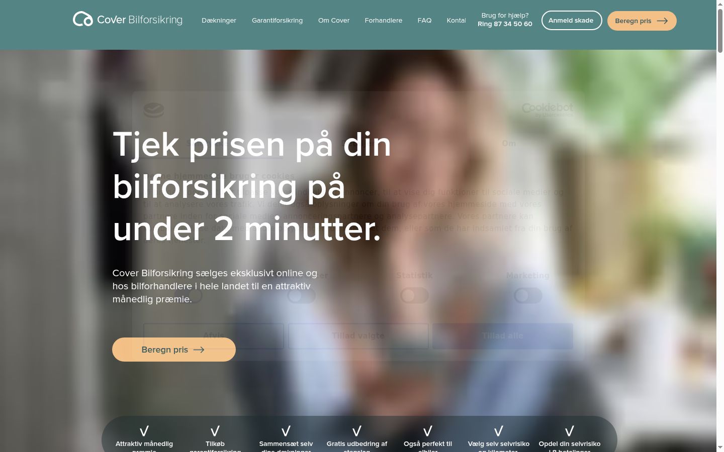 Screenshot van de toestemmingsbanner zoals getoond vóór enige interactie