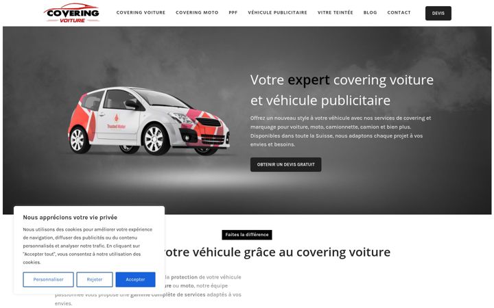 Screenshot of coveringvoiture.ch