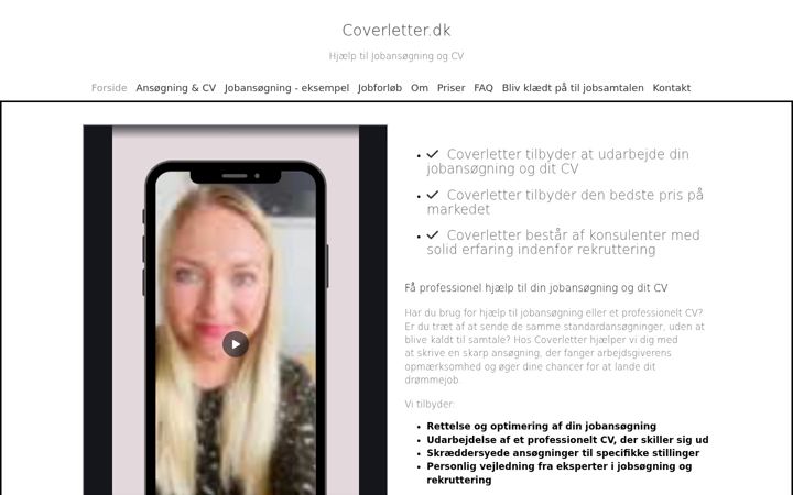 Screenshot of coverletter.dk