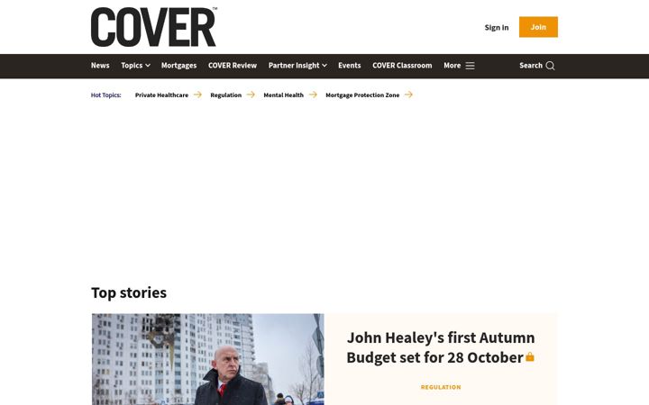 Screenshot of covermagazine.co.uk